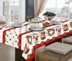 Toalha de Mesa Natal Retangular 12 lugares 145x415cm Algodão Poliester