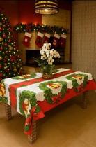 Toalha De Mesa Natal Retangular 6 Lugares 140x210cm Plástico Impermeável