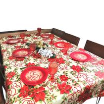 Toalha de Mesa Natal Retangular Natalina Estampada 1,40m x 2,10m