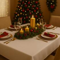 Toalha de Mesa Natal Retangular Oxford 100% Poliéster Mesa Posta Natalina - Diversos Tamanhos