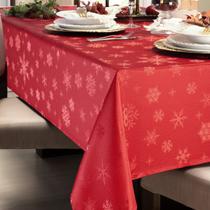 Toalha de Mesa Natal Snow Vermelha Jacquard Flocos de Neve 6 Lugares 1,40x2,10m Branyl