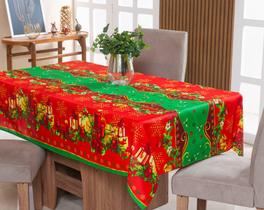 Toalha de Mesa Natalina 04 Lugares 1,50m x 1,40m Oxford Estampado Decoração Natal - VELAS NATALINA