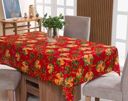 Toalha de Mesa Natalina 04 Lugares 1,50m x 1,40m Oxford Estampado Decoração Natal - VERMELHO ESTAMPADO