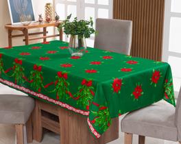 Toalha de Mesa Natalina 2,00m x 1,40m 06 Lugares Oxford Decoração Natal - VERDE ESTAMPADO