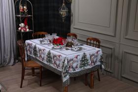 Toalha de Mesa Natalina 8 Lugares 3,00x1,50m Retangular Decoração de Natal, Estampa Exclusiva