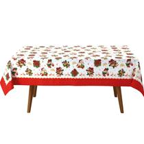 Toalha de Mesa Natalina Retangular 6 Lugares 1,40 x 2,10 Athenas Dohler Natal Vermelha Verde Branca