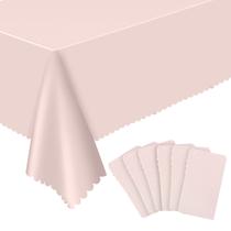 Toalha de mesa NatNarr de plástico rosa claro, pacote com 6, 137x274cm
