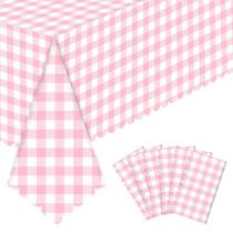 Toalha de mesa NatNarr Pink Gingham, pacote com 6, 137x274cm PEVA