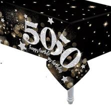 Toalha de mesa Oojami 50th Birthday, pacote com 4, 137 x 274 cm, suprimentos para festas