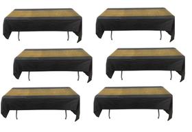 Toalha de mesa Oojami preta e dourada, 54 x 108 polegadas, pacote de plástico com 6