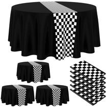 Toalha de mesa Oudain Cars Birthday Racing Round 84 polegadas 6 unidades Toalha de mesa Oudain Cars Birthday Racing Round 84 polegadas 6 unidades