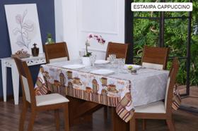 Toalha De Mesa Oxford Estampado Retangular Para Mesa 06 Cadeiras 2,20m x 1,40m Cappuccino