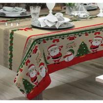 Toalha de Mesa Oxford Festiva Natalina Natal Papai Noel para 4 e 6 Luagares Estampa Premium Natalina