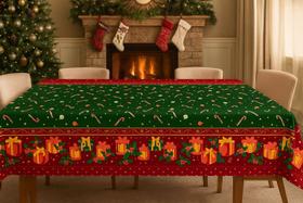 Toalha De Mesa Oxford Natalina 140cmx140cm 4 cadeiras Toalha De Mesa Natal