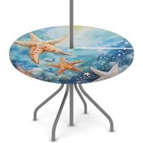 Toalha de mesa Pardick Outdoor redonda azul com orifício para guarda-chuva 45-56 polegadas