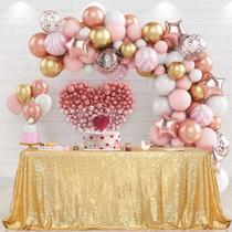 Toalha de mesa PartyDelight 127 x 203 cm Retângulo de lantejoulas douradas Toalha de mesa PartyDelight 127 x 203 cm Retângulo de lantejoulas douradas