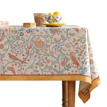 Toalha de mesa patdrea 140x140 cm, linho amarelo, florais, pássaros Toalha de mesa patdrea 140x140 cm, linho amarelo, florais, pássaros