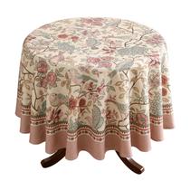 Toalha de mesa patdrea vintage redonda rosa Birds 140 cm