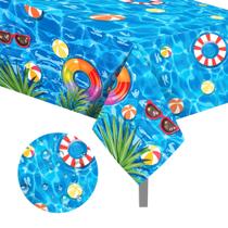Toalha de mesa Peony Man Pool Party Plastic 1,3 x 2,2 m, pacote com 4