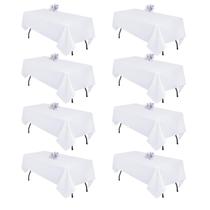 Toalha de mesa Pepmily White Poliéster, pacote com 8 unidades, retângulo de 152x259cm Toalha de mesa Pepmily White Poliéster, pacote com 8 unidades, retângulo de 152x259cm
