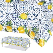 Toalha de mesa PHOGARY Lemon descartável de plástico 54x108 polegadas x3 Toalha de mesa PHOGARY Lemon descartável de plástico 54x108 polegadas x3