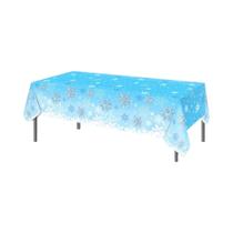 Toalha De Mesa Plástica Descartável Branca Com Estampa De Floco De Neve Para Decoração De Festa De