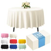 Toalha de Mesa Plástica Fixwal Redonda 213 cm Pacote com 10 Marfim