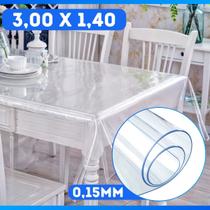 Toalha de Mesa Plástico Transparente PVC Impermeável 3,00 X 1,40 0,15mm Toalha de Mesa Plástico Transparente PVC Impermeável 3,00 X 1,40 0,15mm