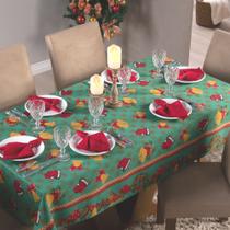 Toalha de Mesa Plus Natalina 6 Cadeiras Noel Verde Premium