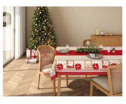 Toalha de Mesa POP Retangular Sintonia Estampa Natal Noel 1,40m x 2,50m 8 Lugares