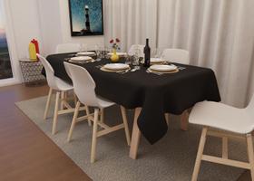 TOALHA DE MESA PRETA RETANGULAR 6 LUGARES PARA FESTAS 1,40 x 1,80