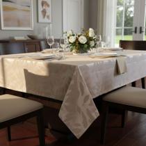 Toalha de Mesa Quadrada 180 x 180 Jacquard Bege 58% Algodão 42% Poliester Toalha de Mesa Quadrada 180 x 180 Jacquard Bege 58% Algodão 42% Poliester