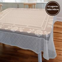 Toalha de Mesa Quadrada 4 Lugares Renda Madrid Interlar 140x140cm Flores