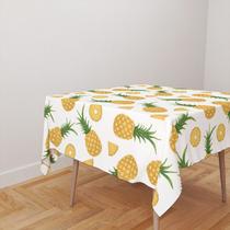 Toalha De Mesa Quadrada 4 Lugares Tecido Oxford Abacaxis Rodelas TL233 - 140x140cm