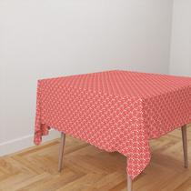 Toalha De Mesa Quadrada 4 Lugares Tecido Oxford Arabescos com Bolinhas TL127 - 140x140cm