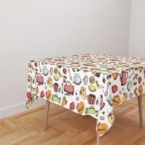 Toalha De Mesa Quadrada 4 Lugares Tecido Oxford Café da Manhã Bules e Doces TL53 - 140x140cm Toalha De Mesa Quadrada 4 Lugares Tecido Oxford Café da Manhã Bules e Doces TL53 - 140x140cm