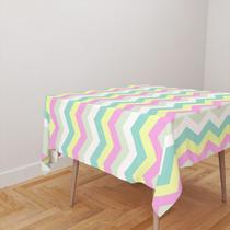 Toalha De Mesa Quadrada 4 Lugares Tecido Oxford Chevron Candy Colorido TL239 - 140x140cm