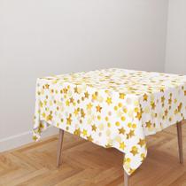 Toalha De Mesa Quadrada 4 Lugares Tecido Oxford Chuva de Estrelas Douradas TL193 -140x140cm Toalha De Mesa Quadrada 4 Lugares Tecido Oxford Chuva de Estrelas Douradas TL193 -140x140cm