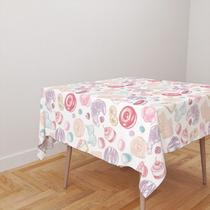 Toalha De Mesa Quadrada 4 Lugares Tecido Oxford Doces Confeitaria TL274 - 140x140cm