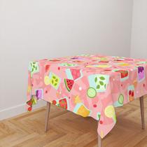 Toalha De Mesa Quadrada 4 Lugares Tecido Oxford Drinks Diversos Coloridos TL247 -140x140cm