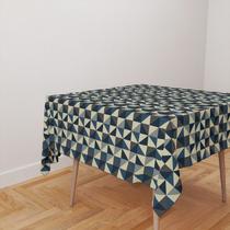 Toalha De Mesa Quadrada 4 Lugares Tecido Oxford Escandinavo Azul TL168 - 140x140cm