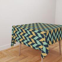 Toalha De Mesa Quadrada 4 Lugares Tecido Oxford Geométrico Chevron TL231 - 140x140cm