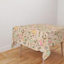 Toalha De Mesa Quadrada 4 Lugares Tecido Oxford Hora do Chá Bules e Doces TL265 - 140x140cm Toalha De Mesa Quadrada 4 Lugares Tecido Oxford Hora do Chá Bules e Doces TL265 - 140x140cm