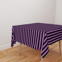 Toalha De Mesa Quadrada 4 Lugares Tecido Oxford Listras Roxo e Preto TL286 - 140x140cm Toalha De Mesa Quadrada 4 Lugares Tecido Oxford Listras Roxo e Preto TL286 - 140x140cm
