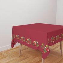 Toalha De Mesa Quadrada 4 Lugares Tecido Oxford Marsala Natalina TL04- 140x140cm