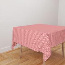 Toalha De Mesa Quadrada 4 Lugares Tecido Oxford Mini Corações Vermelho e Rosa TL91 - 140x140cm