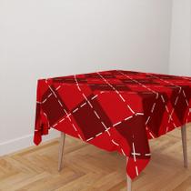 Toalha De Mesa Quadrada 4 Lugares Tecido Oxford Natal Xadrez Vermelho TL07 - 140x140cm - Core Decore