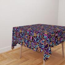 Toalha De Mesa Quadrada 4 Lugares Tecido Oxford Páscoa Neon TL295 - 140x140cm