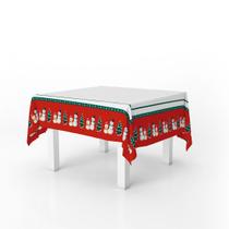 Toalha De Mesa Quadrada Árvore e Boneco de Neve 146x146cm