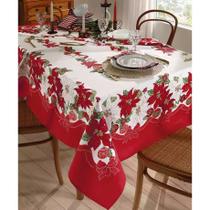Toalha de Mesa Quadrada Athenas Estampada Natal 140x140cm para 4 Lugares